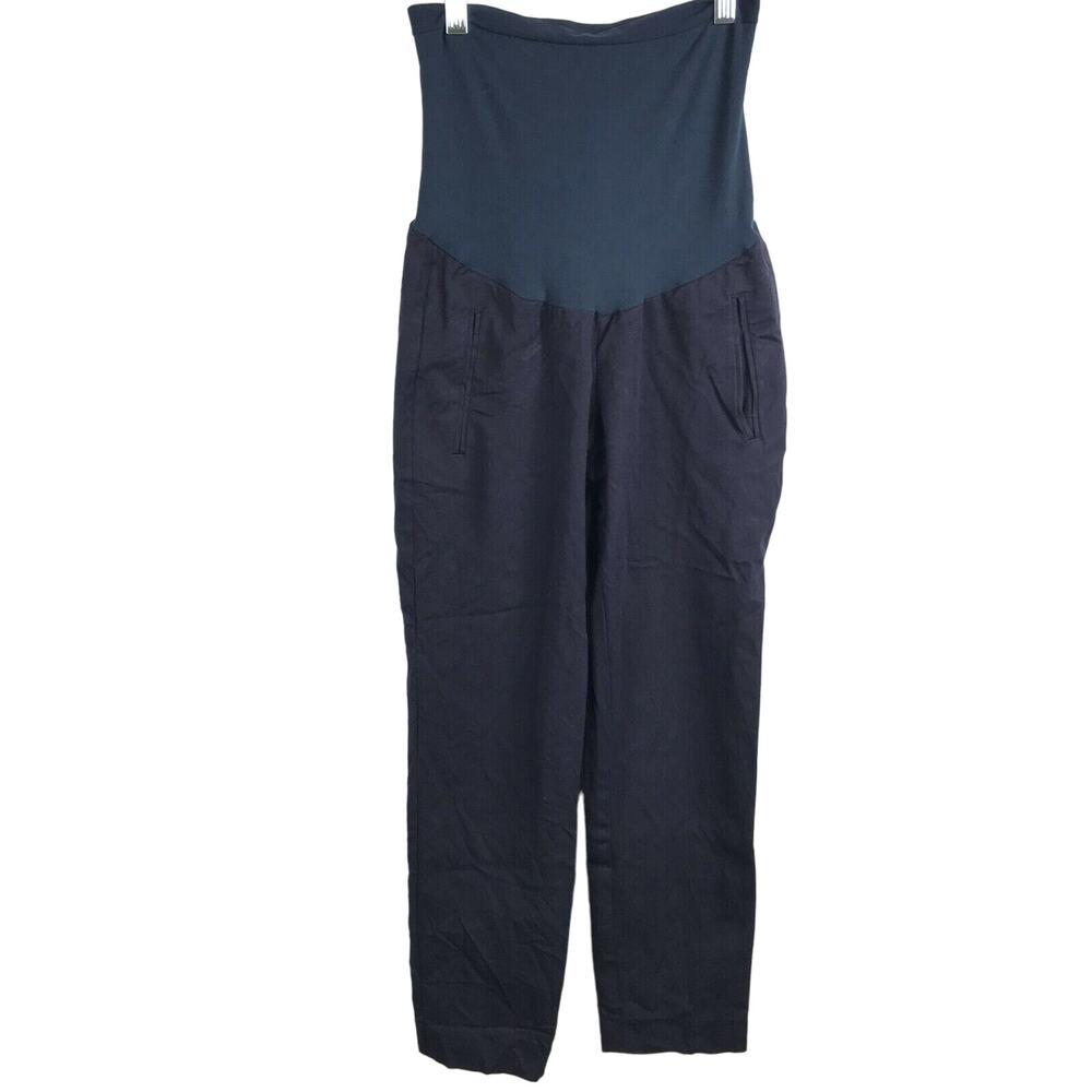 A Pea In The Pod Pants Womens‎ Sz M Navy Blue Loose Cotton Maternity Crop Panel